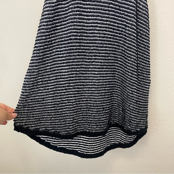 Eileen Fisher Black Organic Cotton Boucle Stripe Racerback Tank Size Medium - Picture 6 of 8